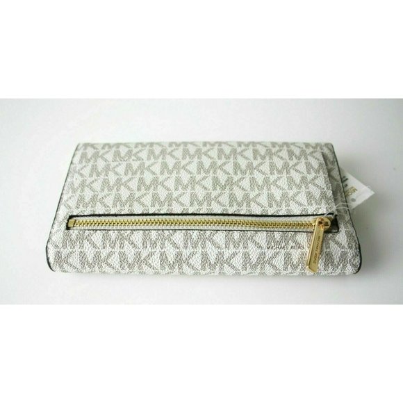 New Michael Kors Jet Set Travel Large Trifold wallet Signature Vanilla - Picture 3 of 3